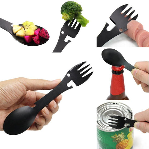 Camping Cookware Spoon Fork Bottle Opener Portable Tool